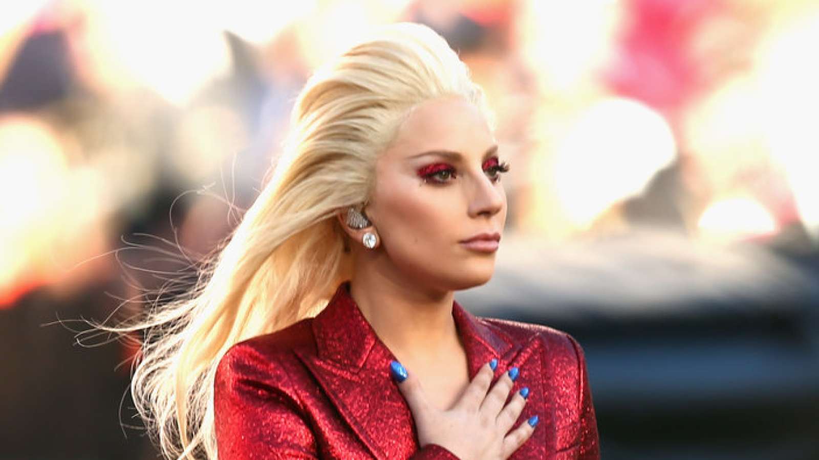 Lady Gaga in red jumpsuit