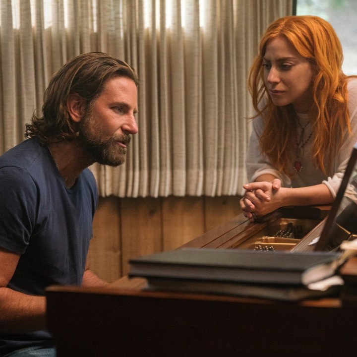 Picture of a movie scene from 'A Star Is Born' featuring Lady Gaga and Bradley Cooper